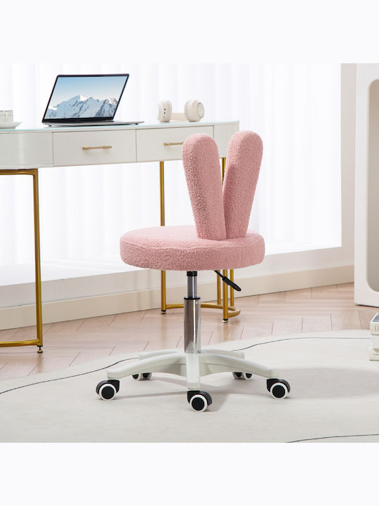 HomCom Office Chair with Adjustable Arms Pink Teddy