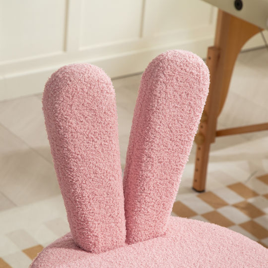 HomCom Office Chair with Adjustable Arms Pink Teddy