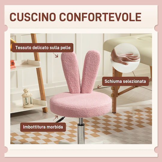 HomCom Office Chair with Adjustable Arms Pink Teddy
