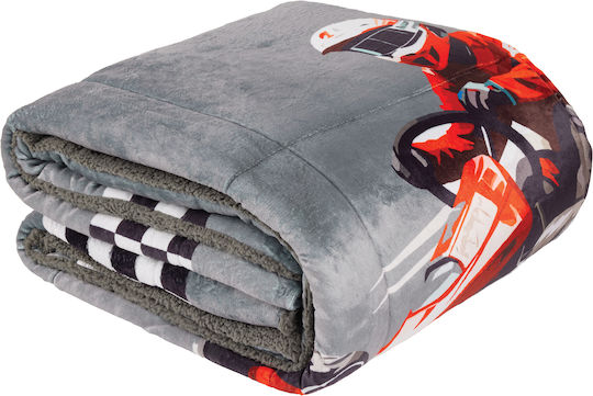 Das Home Παιδικό Κουβερτοπάπλωμα Μονό με Γέμιση Hollowfiber Racing Fun Grey 160x220εκ.