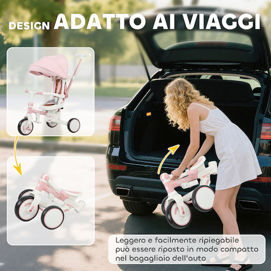 Aiyaplay Foldable & Convertible 5 in 1 Tricycle Bike for 1-3 Years Pink