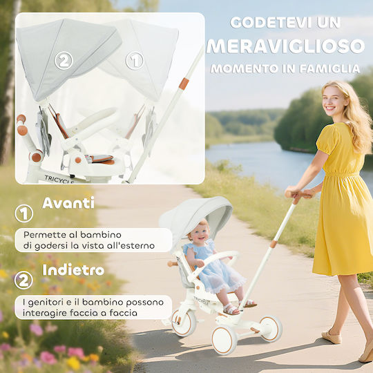 Aiyaplay Foldable and Convertible 5 in 1 Kids Tricycle for 1-3 Years White Cream