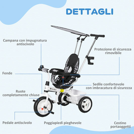 HomCom Foldable and Convertible Kids Tricycle for 1-5 Years White