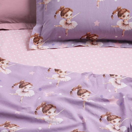 Das Home Set Cearceaf Pentru Copii Single Roz Violet