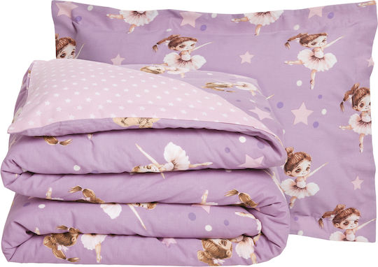 Das Home Cute Ballerina Conținut Set Cearceaf Pentru Copii Simplu Cu Față De Pernă Din Bumbac Roz Mov 160x240cm