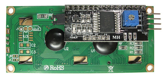LCD Display 16x2 I2C Interface Module HD44780 Compatible Yellow-Green Background Black Characters Backlight LCD1602A IIC