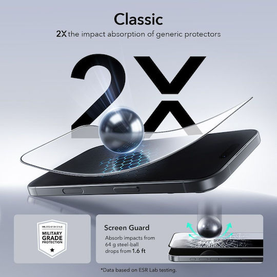 Esr Ultrafit Tempered Glass 2-pack Iphone 16 Pro 17 Clear