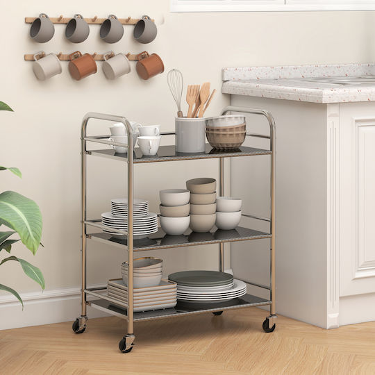 HomCom Küchenwagen Silber 60x35x77cm