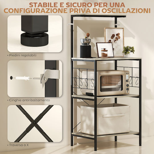 HomCom Kitchen Rack Metallic 4 Tiers Black 60x42x134.5cm