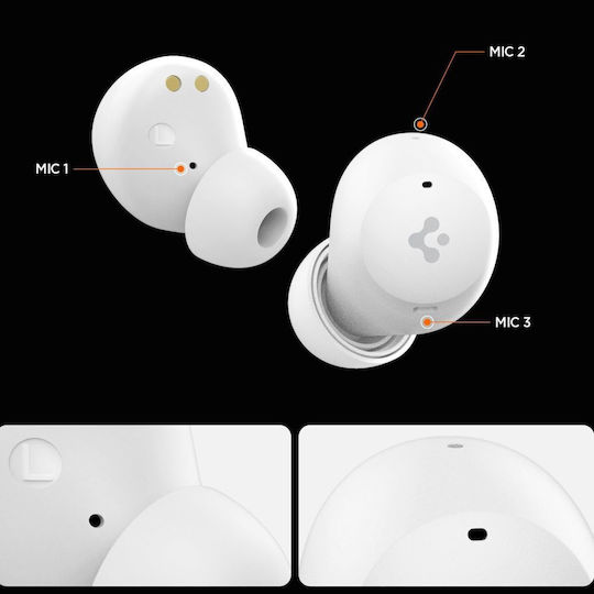 Spigen SA2401 ANC Pro In-ear Bluetooth Handsfree Ακουστικά με Θήκη Φόρτισης Λευκά
