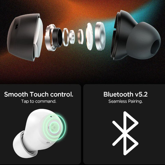 Spigen SA2401 ANC Pro In-ear Bluetooth Handsfree Ακουστικά με Θήκη Φόρτισης Λευκά