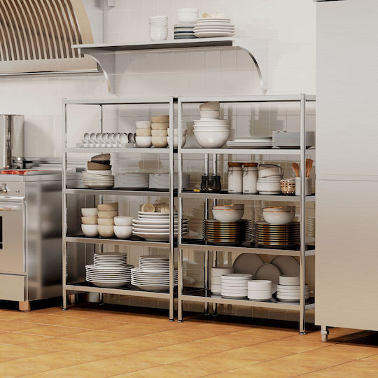 HomCom Küchengestell Silber 91x40x139cm