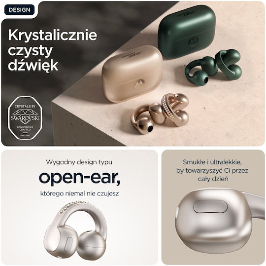 Motorola Moto Buds Loop Bluetooth Handsfree Ακουστικά με Αντοχή στον Ιδρώτα και Θήκη Φόρτισης Μπεζ
