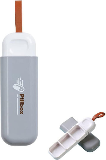 Cutie Pentru Depozitarea Medicamentelor Flippy Portabilă 3 Compartimente Tip Breloc Plastic Glisantă Gri 10.7x3.6x1.6 Cm