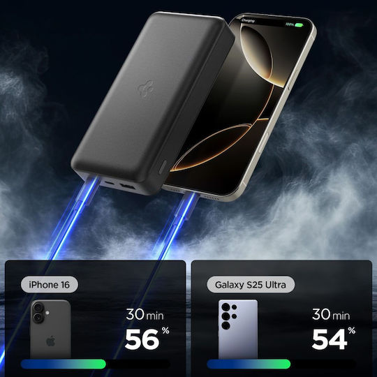 Spigen EA3020 Power Bank 20000mAh 30W with USB-A Port and USB-C Port Black