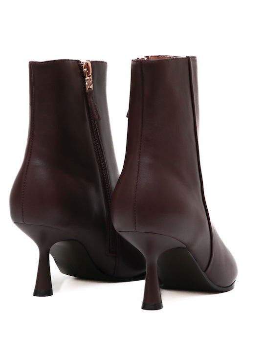 Leather Women's Ankle Boots Burgundy