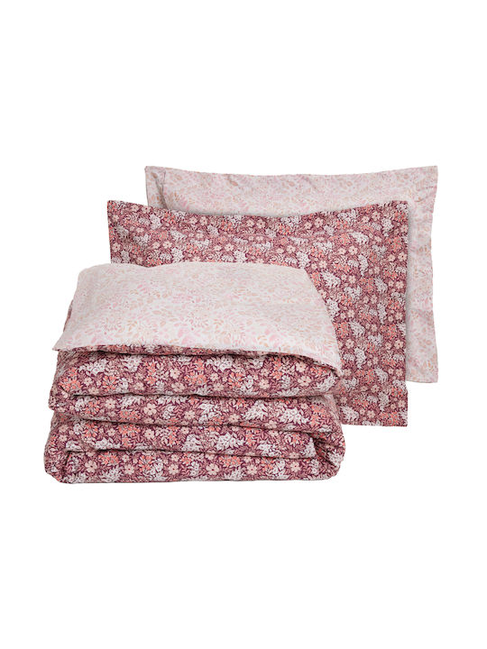Das Home Casual 5433 Σετ Σεντόνια Υπέρδιπλα με Λάστιχο 170x200+35εκ. Bordeaux, Nude (4τμχ)