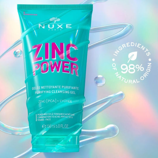 Nuxe Zinc Power Gel Καθαρισμού Προσώπου για Ακνεϊκές Επιδερμίδες 150ml