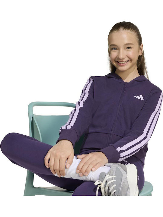 Детски Суичър Жилетка Изрязан с Качулка Лилав Essentials Full-zip