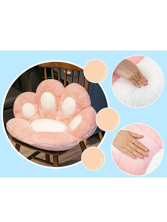 Decorative Pillow Flippy Cat Paw Pattern Plush Chair Sofa Floor 80 X 70 Cm Pink