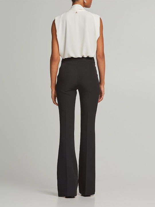Women's High-waisted Fabric Trousers Flared Black