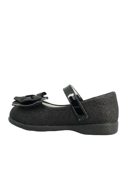 Kids Anatomic Ballerinas with Hoop & Loop Closure Black