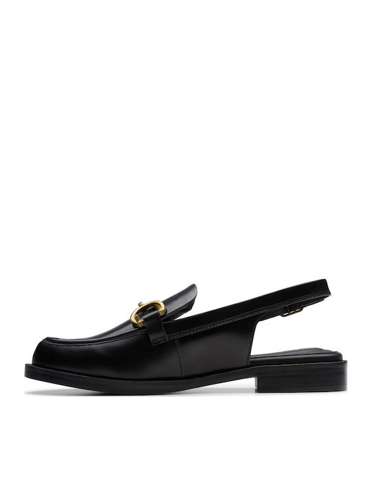 Straven Slingback Loafers Δερμάτινα Γυναικεία Loafers σε Μαύρο Χρώμα