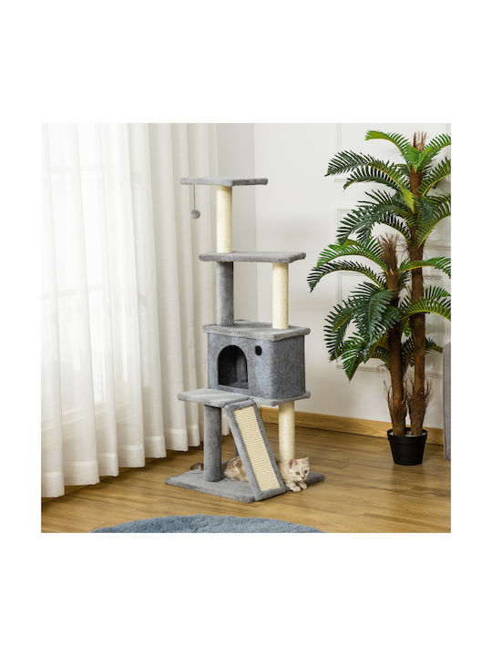 Pawhut Brad Stâlp pentru zgâriat pisici Copaci pentru pisici Gri 48x48x125cm