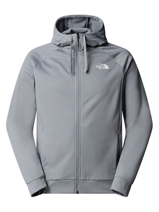 Full Ανδρική Ζακέτα Fleece με Κουκούλα Γκρι