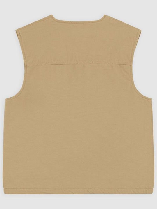 Canvas Безръкаво Puffer Мъжко Яке Бежово Светлокафяво