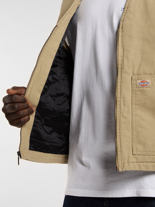 Canvas Безръкаво Puffer Мъжко Яке Бежово Светлокафяво