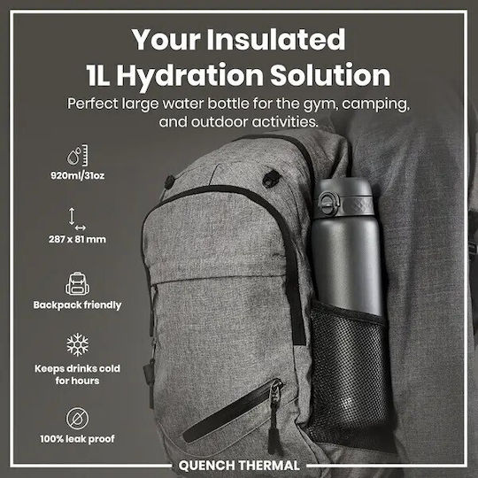 Ion8 Recyclable Thermos Bottle Stainless Steel BPA Free 920ml Grey