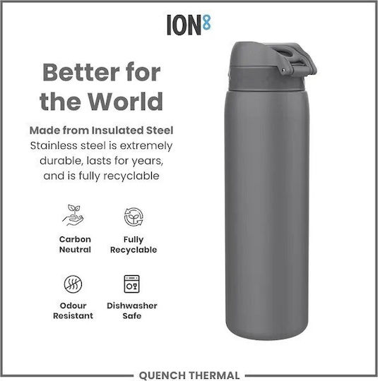 Ion8 Recyclable Thermos Bottle Stainless Steel BPA Free 920ml Grey