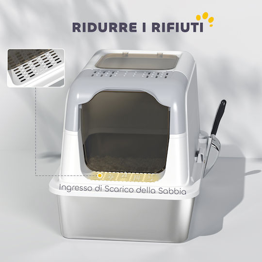 Pawhut Cat Toilet Closed White L60.4 x W40.4 x H41.8cm