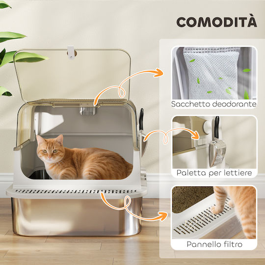 Pawhut Cat Toilet Closed Gray L70 x W50 x H46.5cm