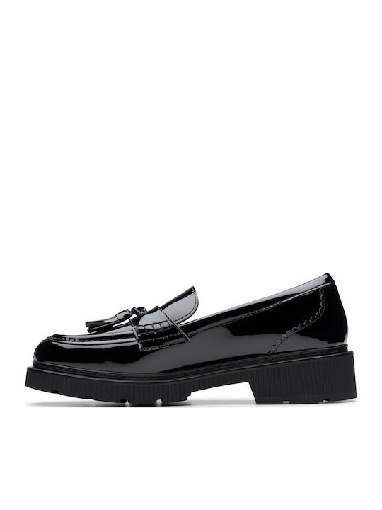 Tassel Patent Leather Women's Loafers in Black Color