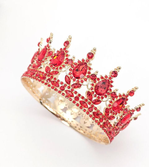 Diadem Flippy Alloy Crystals Accesoriu De Păr Petrecere De Ziua De Naștere Nuntă 15.5 X 5.3 Cm Roșu