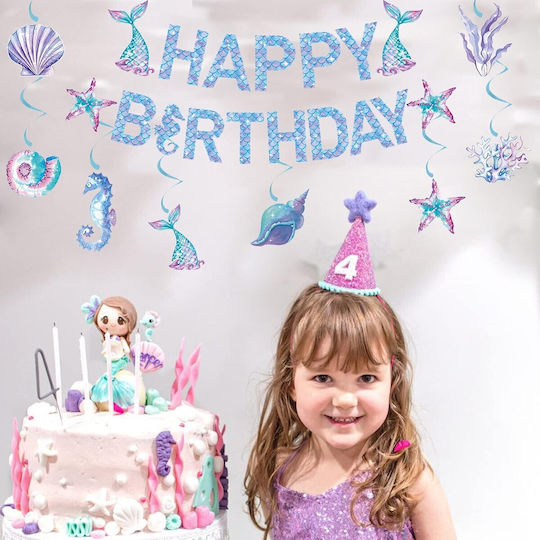 Banner Happy Birthday Sirenă Colecția Flippy Sirenă 17 Bucăți Multicolor