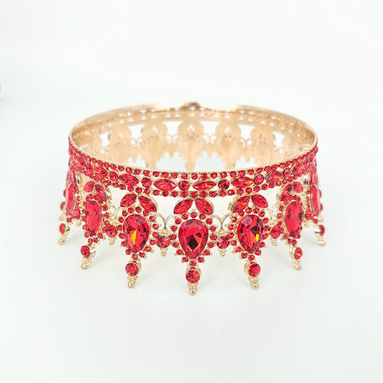 Diadem Flippy Alloy Crystals Accesoriu De Păr Petrecere De Ziua De Naștere Nuntă 15.5 X 5.3 Cm Roșu
