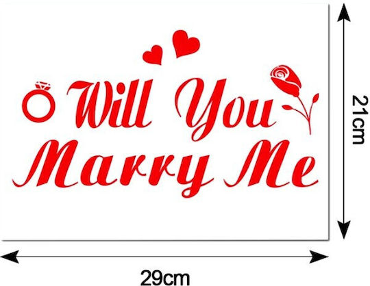 Sticker Adhesive Flippy Wedding Theme "Will You Marry Me" Script Design 21x29 Cm Red