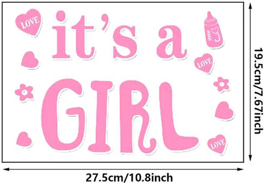 Sticker Adeziv Flippy Temă Dezvăluire Gen Text Este Fetiță Design 19.5x27.5 Cm Roz