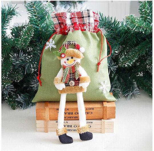 Weihnachtlich Tasche für Geschenke Grün 30x25cm.