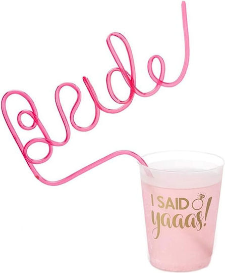Plastic Straws Flippy Bride Design Wedding Theme Diameter 0.5 Cm Pink