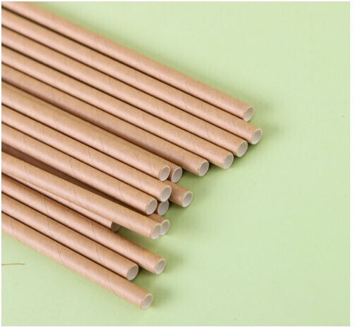 Set 100 Strohhalme Flippy Papier 20 Cm Einfarbige Kraft