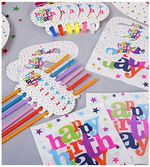 Set 6 Straws Flippy Happy Birthday Collection 26 Cm Cardboard Plastic Multicolour