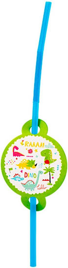 Set 10 Straws Flippy Dino Park Collection 26 X 7 Cm Cardboard Plastic Multicolor