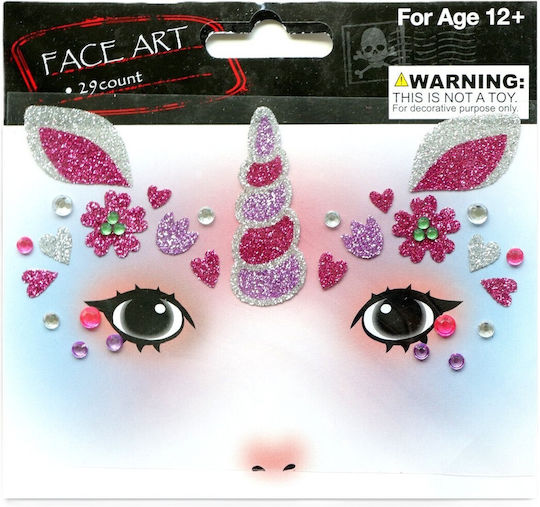 Sticker Temporar pentru Față Flippy Machiaj Artă pe Față Halloween Teatru Design Unicorn Multicolor