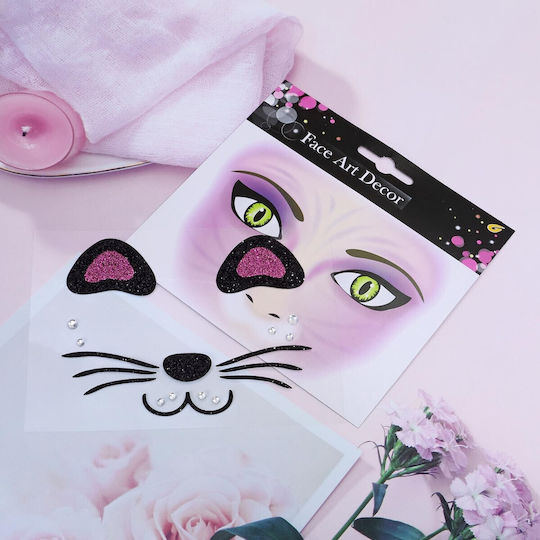 Temporary Face Sticker Flippy Makeup Face Art Halloween Theater Cat Design Purple