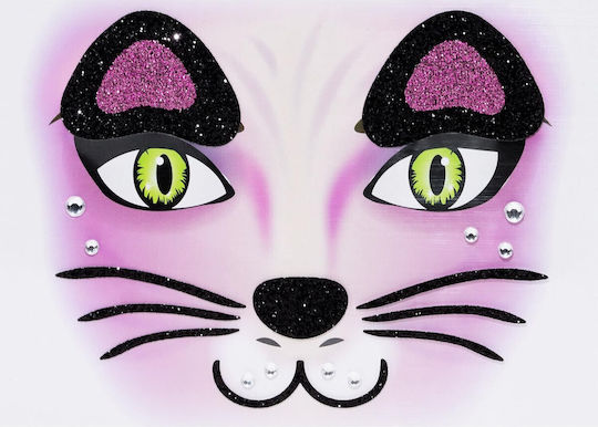 Temporary Face Sticker Flippy Makeup Face Art Halloween Theater Cat Design Purple