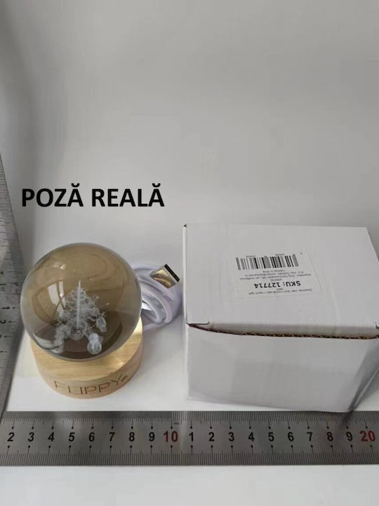 Crăciun Iluminată Ornamental Lampă facială cu Brazi Baterie 3x3cm 1buc